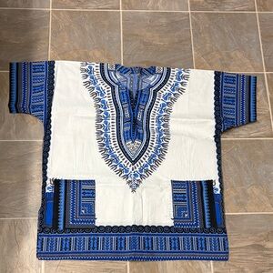 Traditional Blue and White Men's Shirt